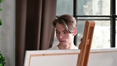 Sara Diamante, a seductive brunette, entices an artist into anal sex