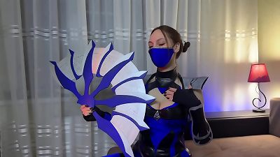Kytana, a character from Mortal Kombat, displays solo self-pleasure climax