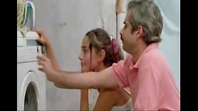 Older man with sexy body, amazing in the bathroom