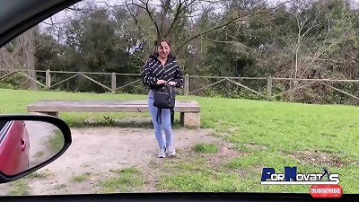 Victor Bloom and his Latina partner engage in sexual acts inside a car in a Pornovatas production