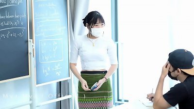 A gorgeous teacher enjoys having sex from behind