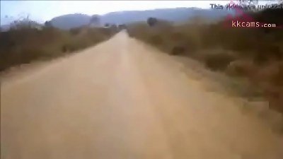 Petite Asian babe has fun with a scary fast quad in the woods