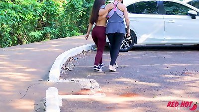 A young woman receives help from a cougar and ends up having sex with a couple