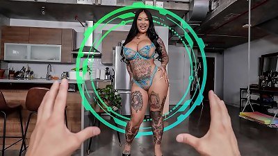 Connie Perignon, a voluptuous Asian woman with tattoos, is ready to have some fun in this erotic video