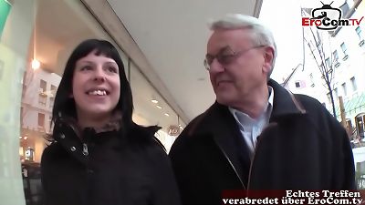Old man Helmut picked up a young German slut on the street to fuck