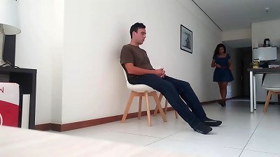 A Latina woman is aroused