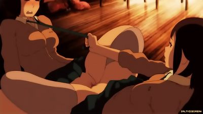Anime lesbians engage in scissors position until reaching orgasm