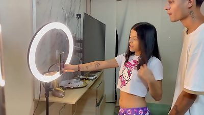 I assist my young stepsister with her social media and ultimately engage in intense anal intercourse with her