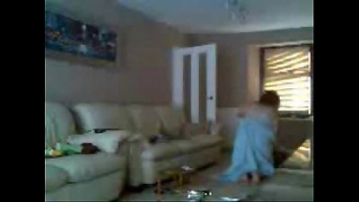 My mother and partner engaging in playful activities captured by a concealed camera